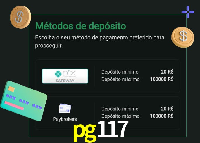O cassino pg117 oferece uma grande variedade de métodos de pagamento